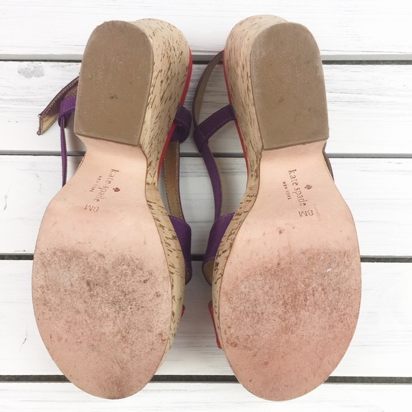 Kate Spade Red Purple Strappy Platform Sandals 8 - Picture 6 of 8